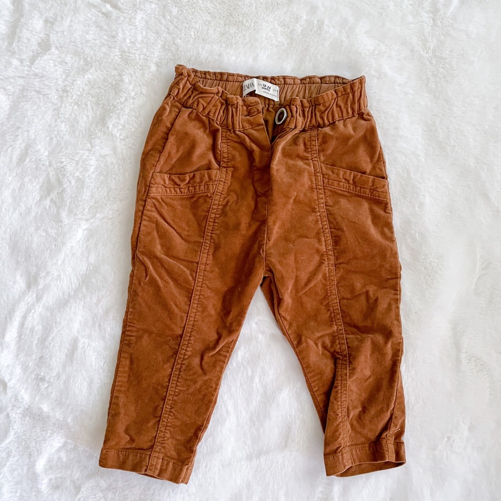 Zara Girl Elasticized Velvet Pants 18-24 mon